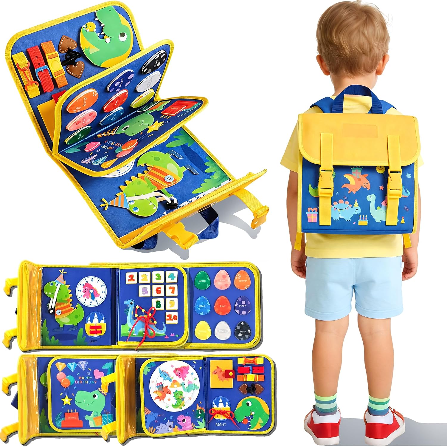 Drone Backpack - Dinosaur Toddler Busy Board Backpack, Portable